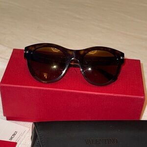Valentino VA 4020 Rockstud Sunglasses in Havana with Brown Lenses